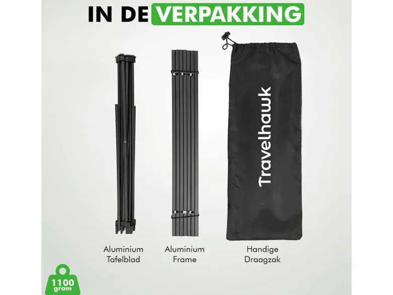 Travelhawk inklapbare campingtafel - 40 x 35 cm
