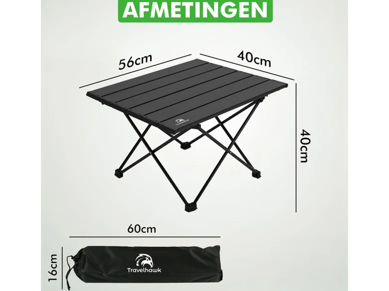 Travelhawk inklapbare campingtafel - 56 x 40 cm
