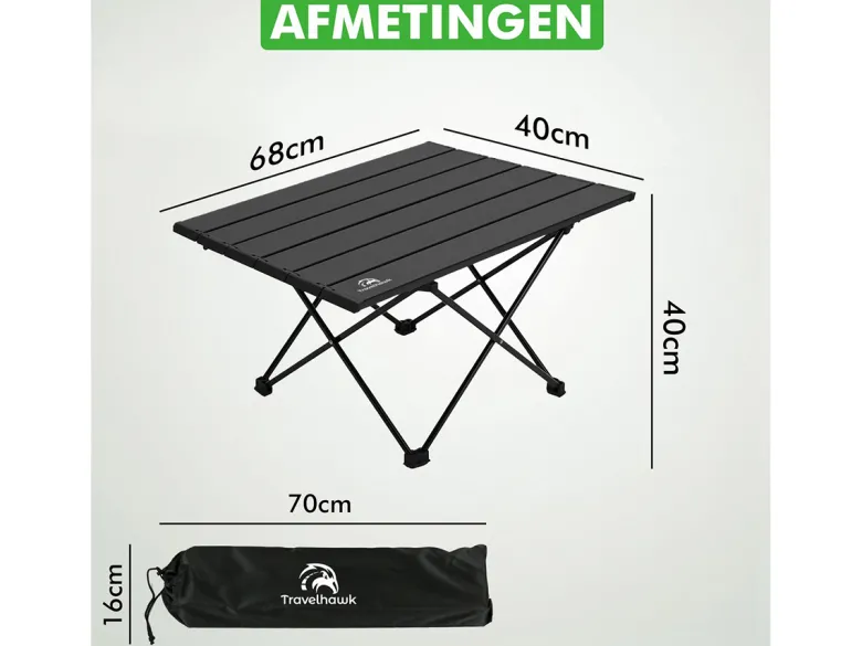 Travelhawk inklapbare campingtafel - 68 x 40 cm