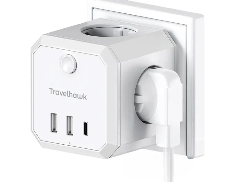 Travelhawk 7-in-1 USB verdeelstekker - White