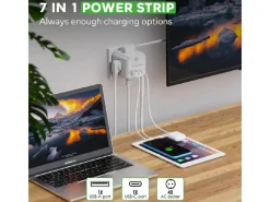 Travelhawk 7-in-1 USB verdeelstekker - White