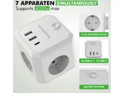 Travelhawk 7-in-1 USB verdeelstekker - White