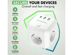 Travelhawk 7-in-1 USB verdeelstekker - White