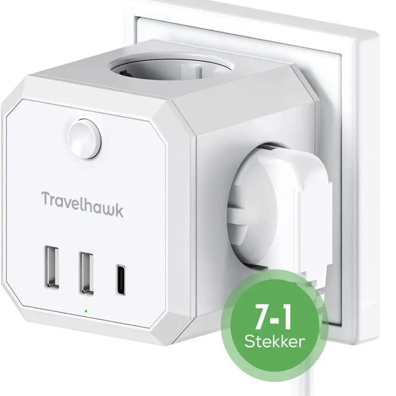 Travelhawk 7-in-1 USB verdeelstekker - White