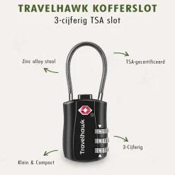 Travelhawk Kofferslot - TSA Reisslot - 3 stuks