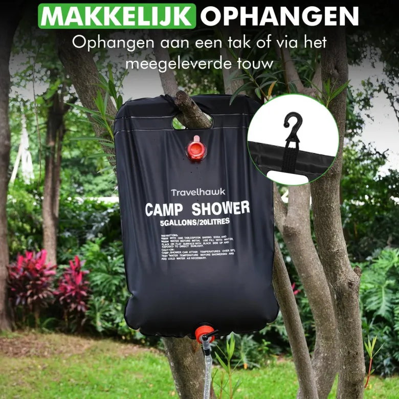 Travelhawk 20 liter campingdouche - Black