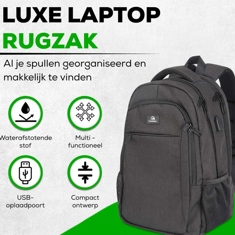 Travelhawk 28 liter rugzak met USB-poort - Black