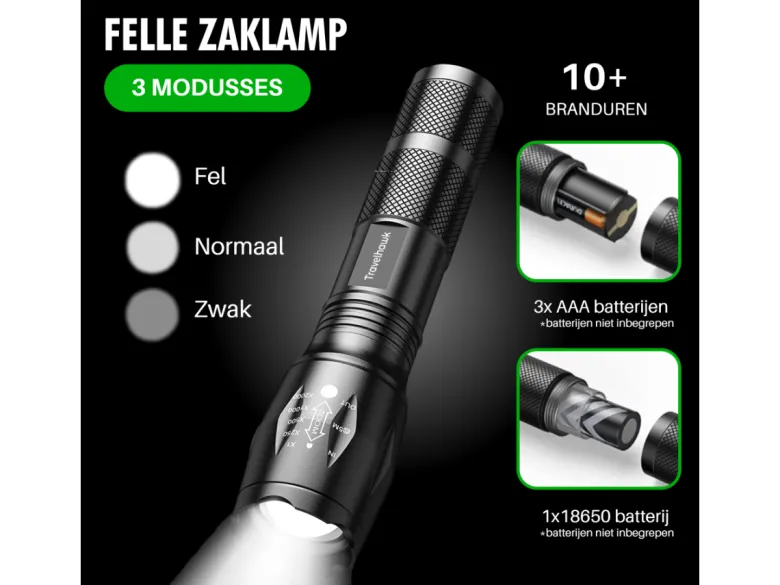 TravelHawk set van 2 zaklampen