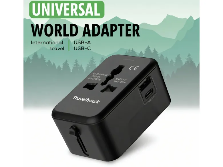 Travelhawk Universele reisstekker - Black