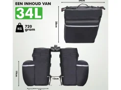 Travelhawk waterdichte dubbele fietstas - Black