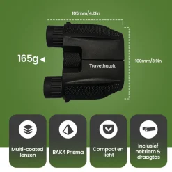 Travelhawk 10x25 Compacte Verrekijker - Black