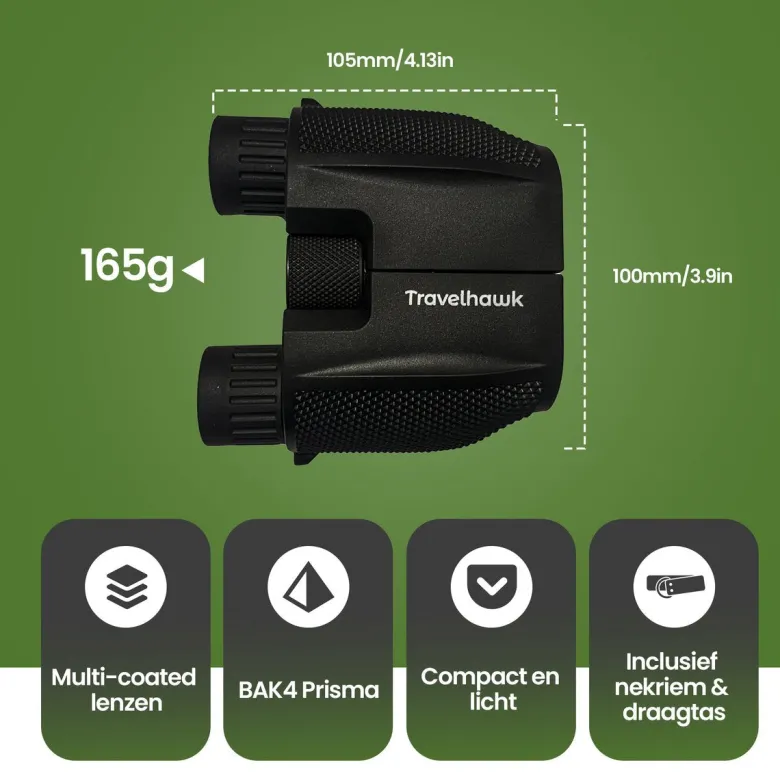 Travelhawk 10x25 Compacte Verrekijker - Black