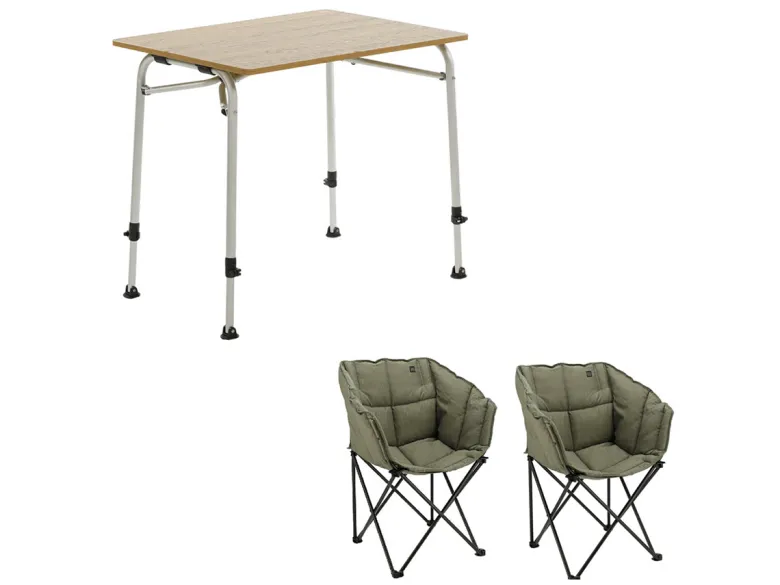 Travellife Sorrento 80 Brown en Lago Green tafel met vouwstoelen