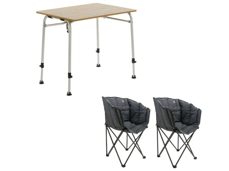 Travellife Sorrento 80 Brown en Lago Grey tafel met vouwstoelen