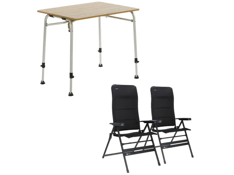 Travellife Sorrento Brown 80 en Festo XL tafel met standenstoelen