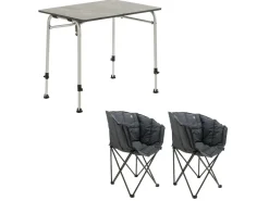 Travellife Sorrento 80 Grey en Lago Grey tafel met vouwstoelen