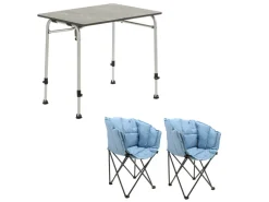 Travellife Sorrento 80 Grey en Lago Blue tafel met vouwstoelen