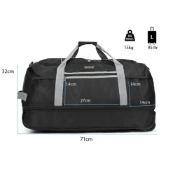 TravelZ 80-95 liter opvouwbare reistas - Black