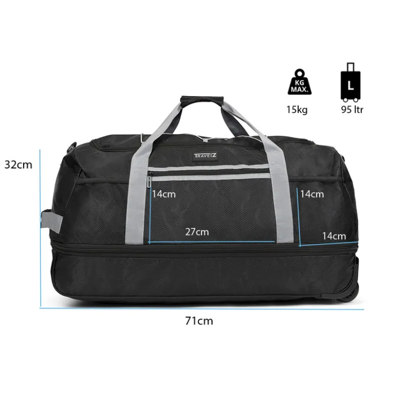 TravelZ 80-95 liter opvouwbare reistas - Black