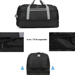 TravelZ 80-95 liter opvouwbare reistas - Black