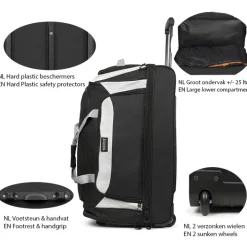 TravelZ 96 liter wieltas - Black