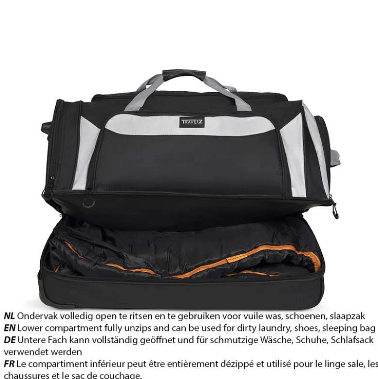 TravelZ 96 liter wieltas - Black