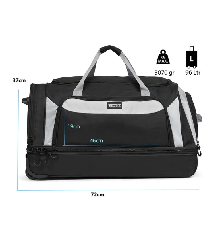 TravelZ 96 liter wieltas - Black