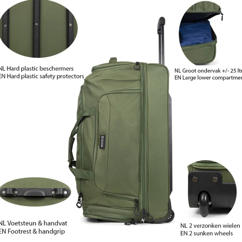 TravelZ 96 liter wieltas - Green