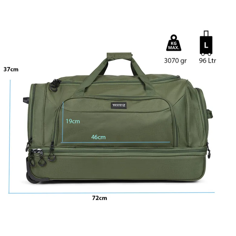 TravelZ 96 liter wieltas - Green