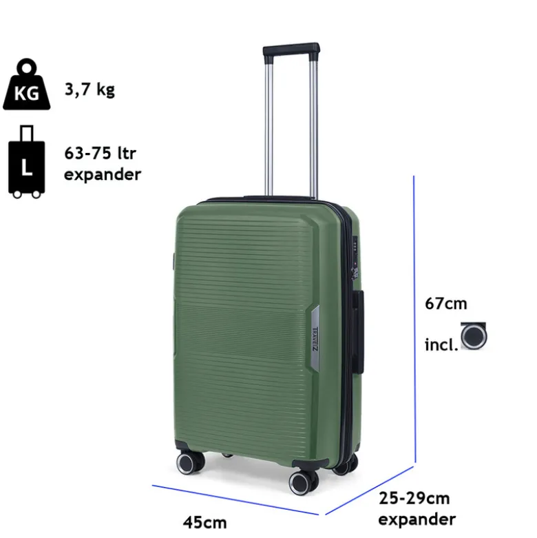 TravelZ Swinger 67cm koffer - Green