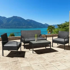 Trinidad polyrotan zwarte loungeset