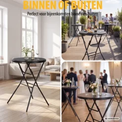 Tristar 80 x 110 cm inklapbare statafels met rok - Set van 2