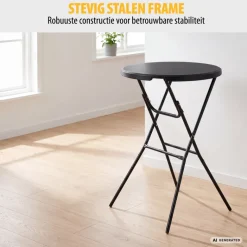 Tristar 80 x 110 cm inklapbare statafel met rok - Black