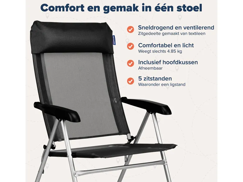 Trvlmore Basic Black klapstoel - Set van 2