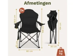 TRVLMORE Compact Plus Black vouwstoel - Set van 2