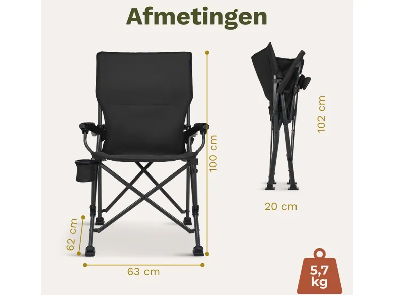 Trvlmore Ergonomic vouwstoel - Black