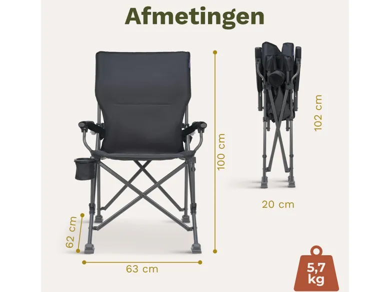 Trvlmore Ergonomic vouwstoel - Grey