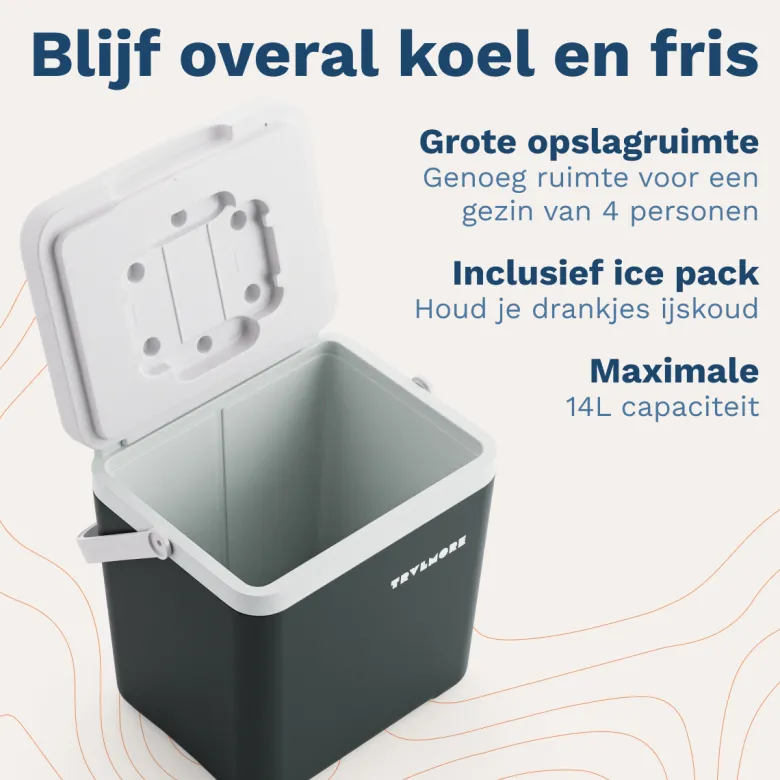 TRVLMORE 14 liter koelbox met 2 koelelementen - Anthracite
