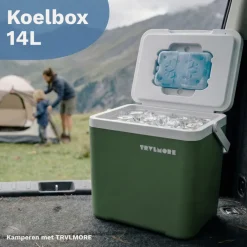 TRVLMORE 14 liter koelbox met 2 koelelementen - Green