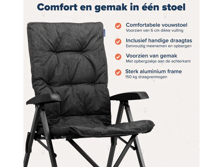 TRVLMORE set van 2 vouwstoelen met draagtas - Black