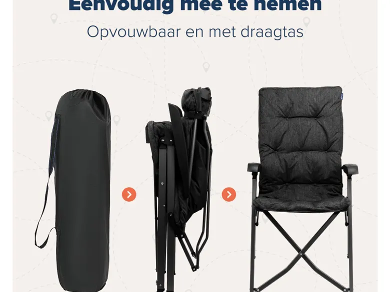TRVLMORE set van 2 vouwstoelen met draagtas - Black
