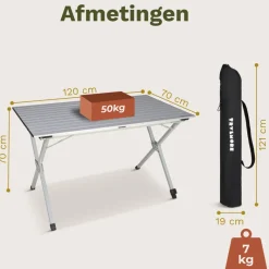 TRVLMORE 120 x 70 cm roltafel - Silver