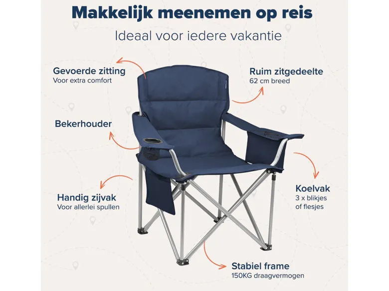 TRVLMORE XL vouwstoel met koelvak - Blue