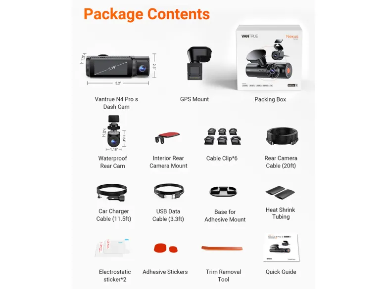 VANTRUE N4 Pro S 3-kanaals Dashcam