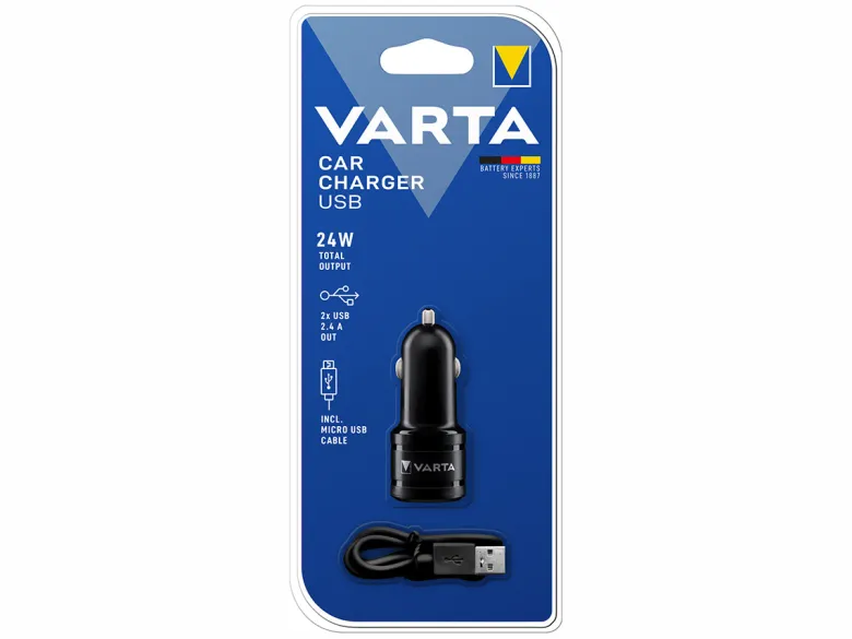 Varta dubbele USB autolader