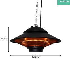 VONROC Albano 1500 watt hangende terrasverwarmer