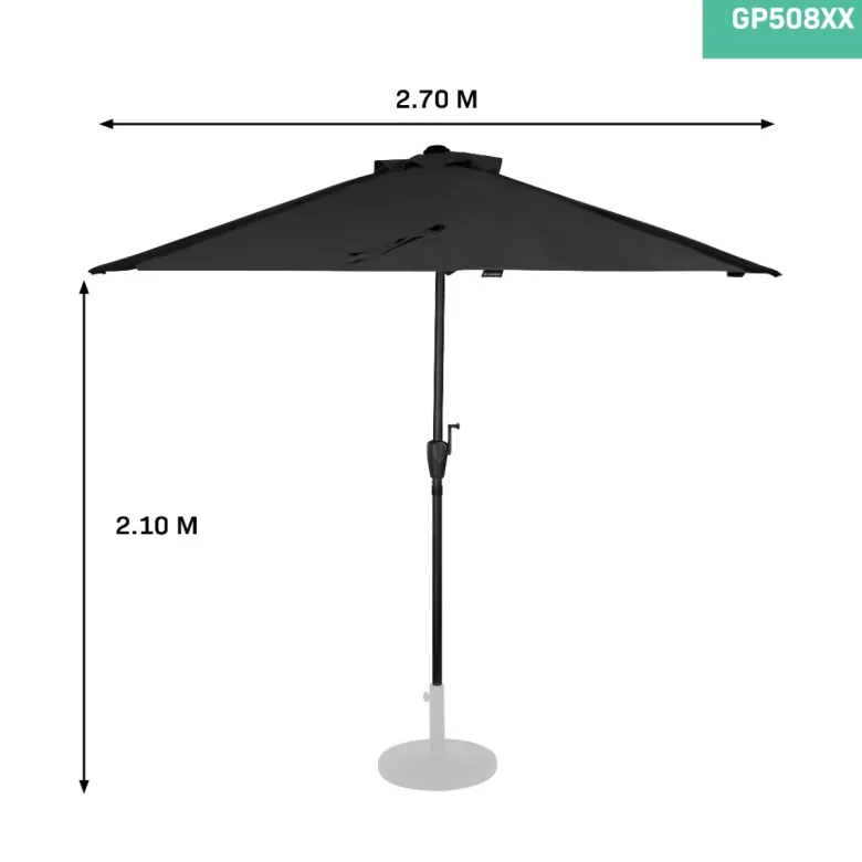 VONROC Magione 270 x 135 cm Premium parasol - Black