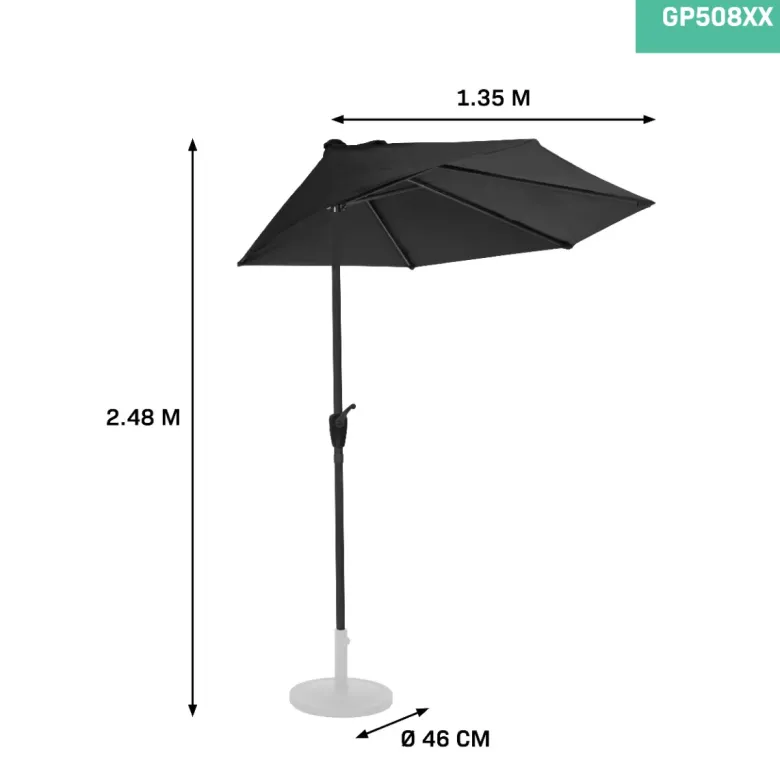 VONROC Magione 270 x 135 cm Premium parasol - Black
