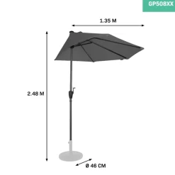 VONROC Magione 270 x 135 cm Premium parasol - Grey