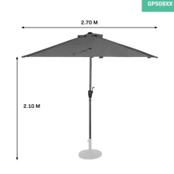 VONROC Magione 270 x 135 cm Premium parasol - Grey